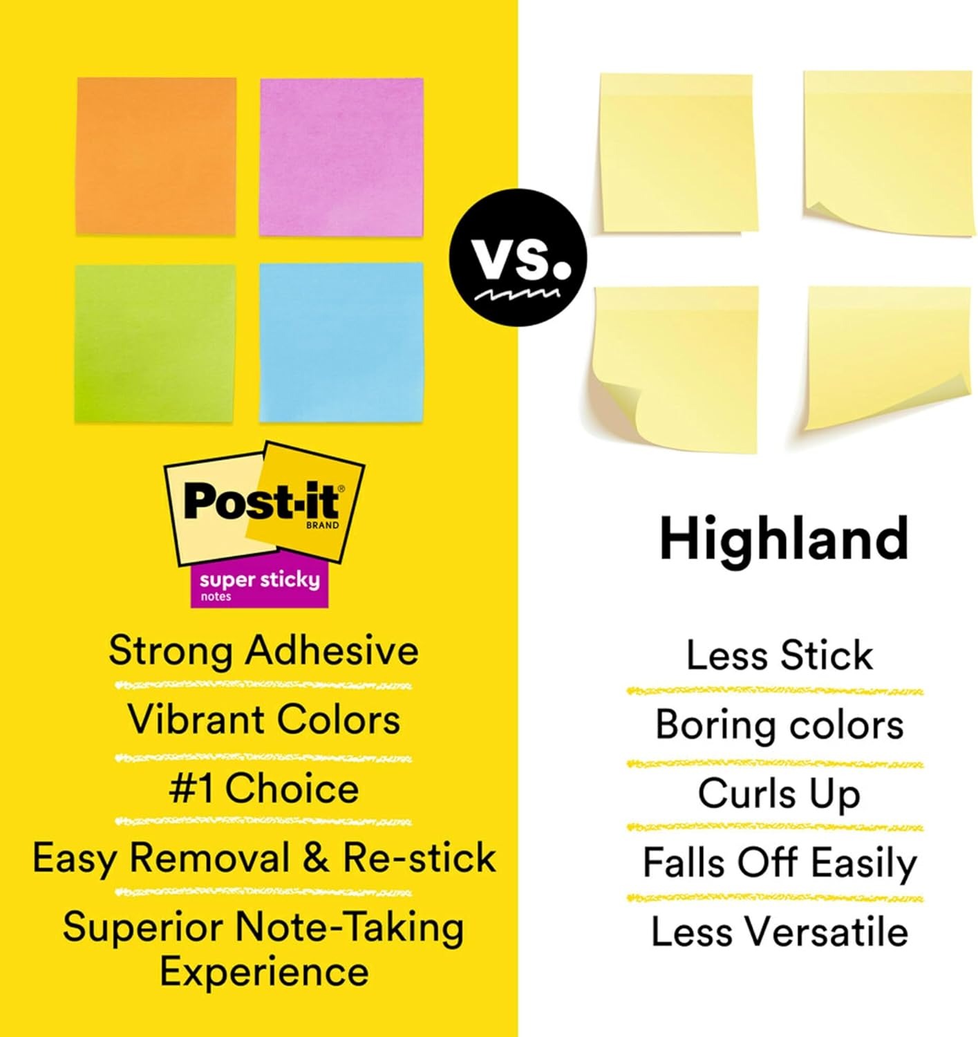 Post-it Super Sticky Lined Notes, 3 Sticky Note Pads, 4 x 6 in., School Supplies for Students, Ideal for Textbooks, Notebooks, Walls and Vertical Surfaces, Supernova Neons Collection