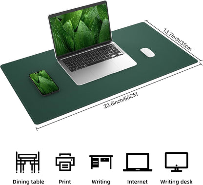 Large Desk Mat 47.2" x 17" Leather Desk Pad Protector with Natural Cork & PU Leather, Non-Slip Office Desk Mat, Large Mouse Pad, Waterproof Desk Blotter pad for Office&Home(Black)