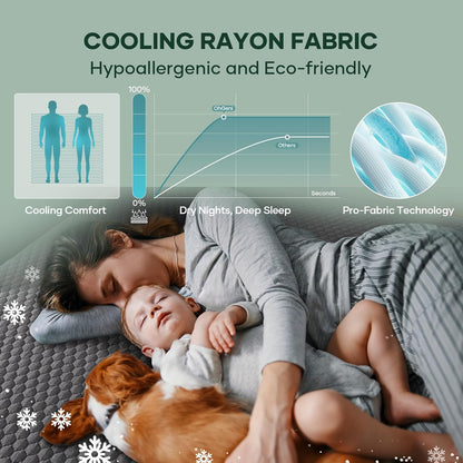 OhGeni 100% Waterproof Queen Size Mattress Protector,Soft Mattress Pad, Cooling Breathable Fitted Sheets,Washable Bed Cover,Non-Slip Deep Pocket,Noiseless for Bedroom