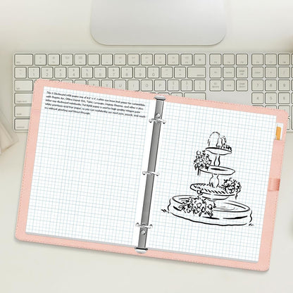 A4 TUL Discbound Grid Filler Paper - 11 Disc Graph Paper, Letter Size 100Sheets / 200Pages Loose-Leaf Paper, 100gsm White Paper, 8.5'' x 11''