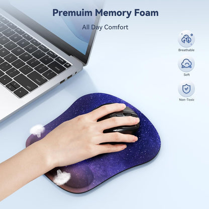 TECKNET Mouse Pad with Wrist Support, Ergonomic Gaming Mouse Pad Pain Relief, Portable Comfortable Mousepad for Computer, Laptop, Office, Home and Travel, Non-Slip Base, Waterproof Surface, Black