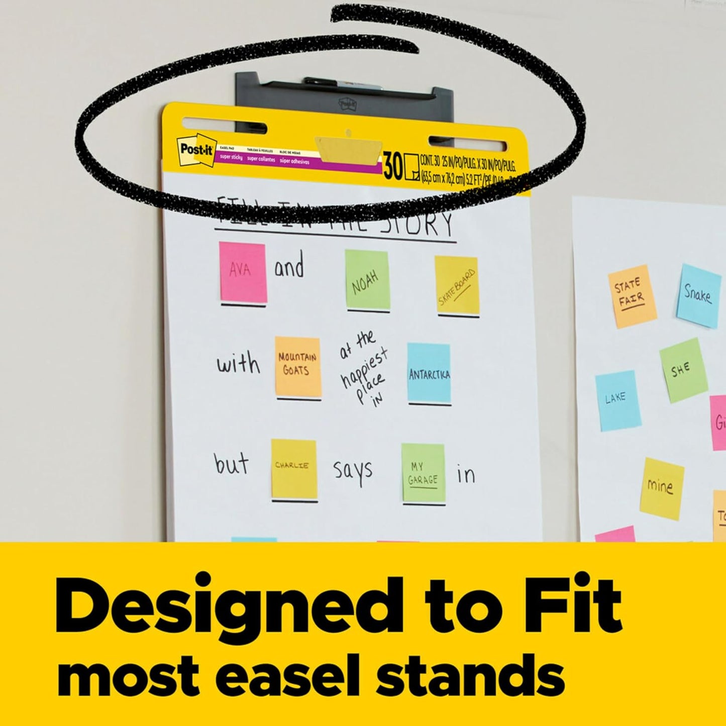 Post-it Self-Stick Mini Easel Pad, 15 in x 18 in, 20 Sheets/Pad, 3 Pads, Great for Virtual Teachers and Students (577-3PK)