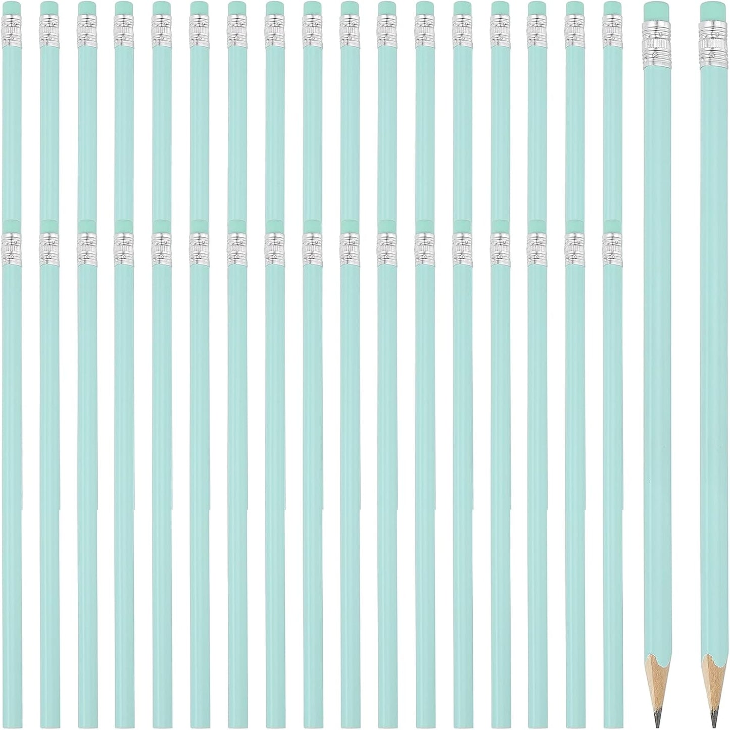PATIKIL Round Pencils, 36 Pack Triangle HB Graphite Pencil Woodcase Wooden Pencils with Eraser for Classroom Office Writing Drawing Supplies, Green