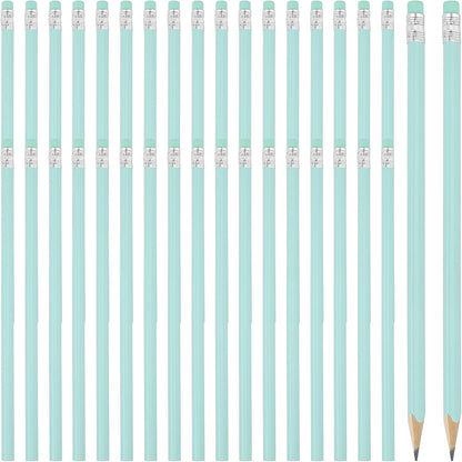 PATIKIL Round Pencils, 36 Pack Triangle HB Graphite Pencil Woodcase Wooden Pencils with Eraser for Classroom Office Writing Drawing Supplies, Green