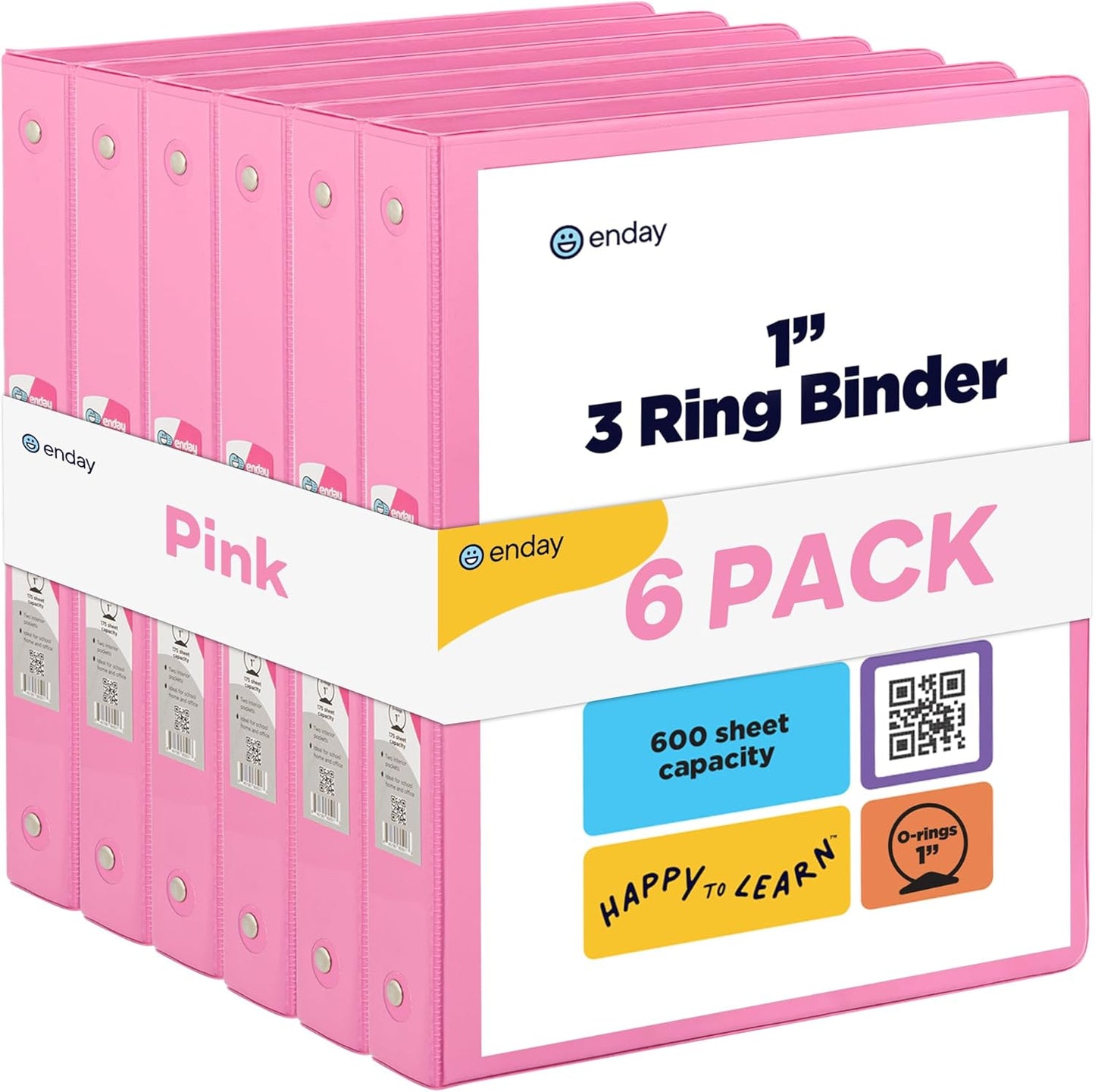 Enday 1 Inch Binder (6 Pack - Grey) 3 Ring Binder 1 inch with Clear View Cover and 2 Inside Pocket - for Letter Size 8.5 x 11'' Paper, Ideal for School Supplies, Office, and Home