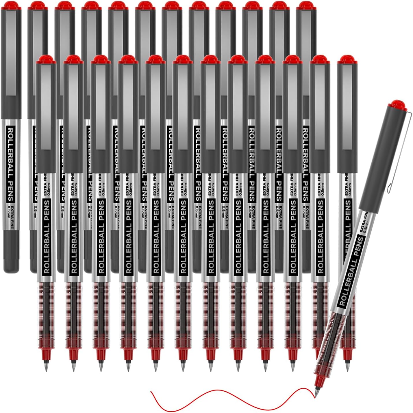 Shuttle Art RollerBall Pens, 25 Pack Black Fine Point Roller Ball Pens, 0.5mm Liquid Ink Pens for Writing Journaling Taking Notes School Office