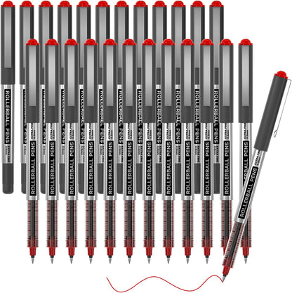 Shuttle Art RollerBall Pens, 25 Pack Black Fine Point Roller Ball Pens, 0.5mm Liquid Ink Pens for Writing Journaling Taking Notes School Office