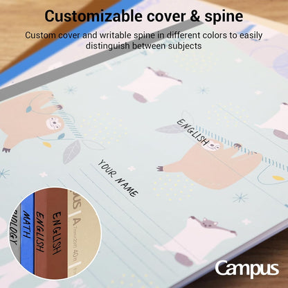 KOKUYO Composition Notebooks, 3 Pack Campus B5 Comp Book with Dotted College Ruled, 40 Sheets, School Lined Notebook in Mofu Animal, Cute Journal for Women Girls Work Study Note Taking Japan Import
