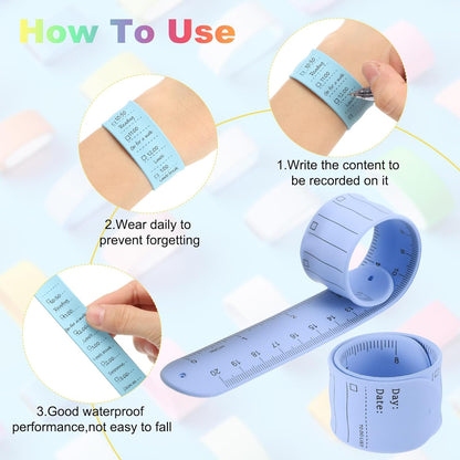 uxcell 2Pcs Writable Wrist Band, 9.45" x 1.18" Waterproof Slap Bracelet Reusable Writable Erasable to Do List Silicone Memo Wrist Bands for Planner Reminder (White)