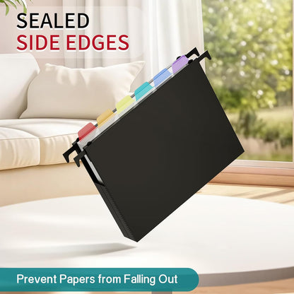 Uquelic Plastic Hanging File Folders Letter Size, 12 Pack Reinforced Heavy Duty Hang Folder with Movable Bright Dividers, Adjustable Tabs, 2" File Organizer for Filing Cabinet, School, Office