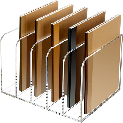 SANRUI Desk Organizer Clear Acrylic Desk Magazine File Holder with 3 Vertical Sections Magazine Rack File Organizer for Office, Home, School
