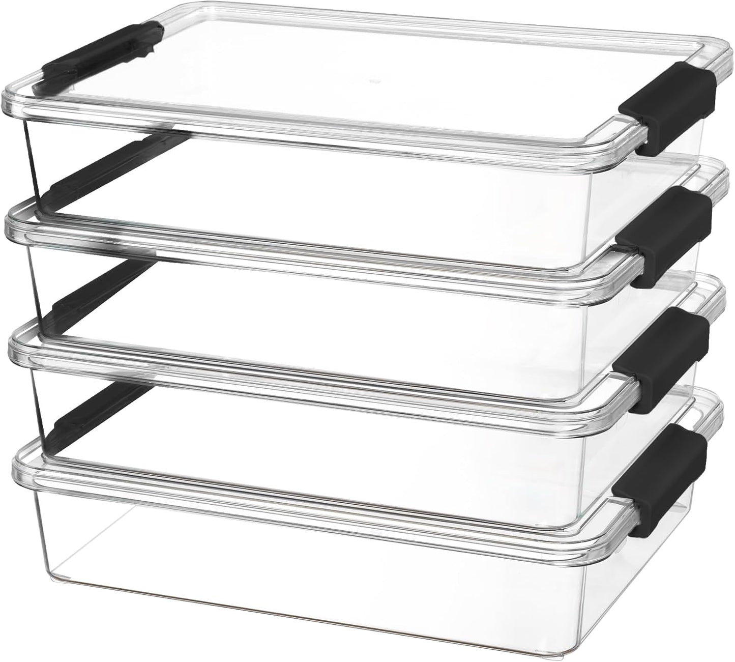 Vtopmart 6 Qt Plastic Storage Bins with Lids, Clear Sensory Bins, Arts Crafts Organizers and Storage, Stackable Containers for Home Office and School Supplies, 4 Pack
