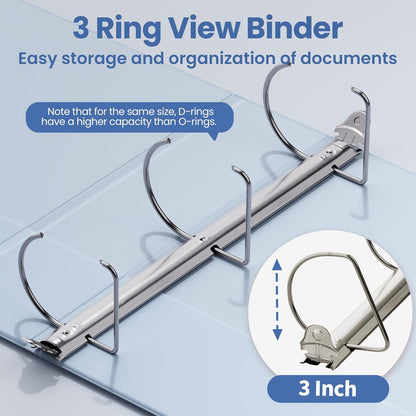SUNEE 3 Ring Binder 2 Inch, Clear View Binder Three Ring PVC-Free (Fit 8.5x11 Inches) for School or Office Supplies, Light Purple, 1 Pack