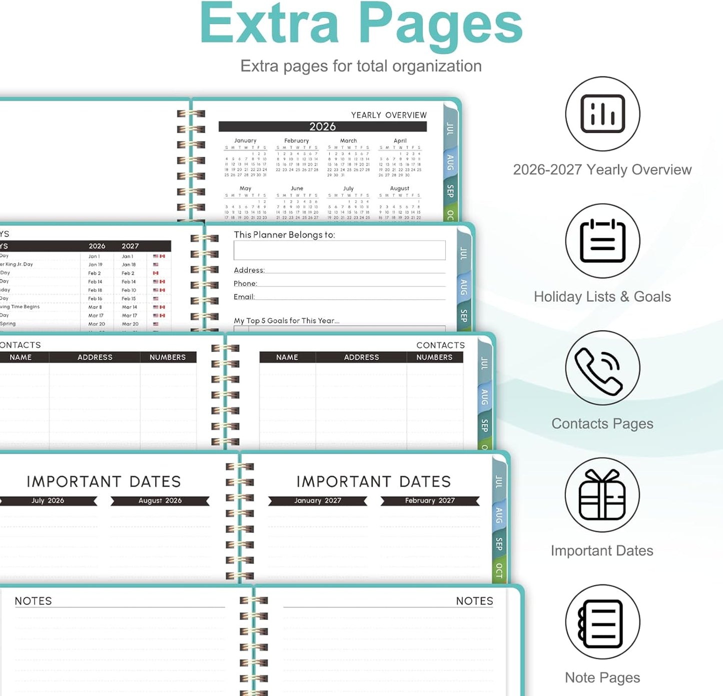 Planner 2026-2027, Weekly and Monthly Academic Year Calendar Planner, July 2026 - June 2027, Daily Agenda Book for Office School Supplies, A5(6.3'' x 8.5'')