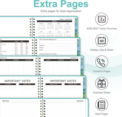 Planner 2026-2027, Weekly and Monthly Academic Year Calendar Planner, July 2026 - June 2027, Daily Agenda Book for Office School Supplies, A5(6.3'' x 8.5'')