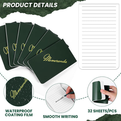 Faccito Memoranda Notebook and Pen Set Green Military Memorandum Book 3.3" x 5.5" Mini Utility Notepad Military Memo Book for Outdoor Recording Ranger School First Responder(12,Simple Style)