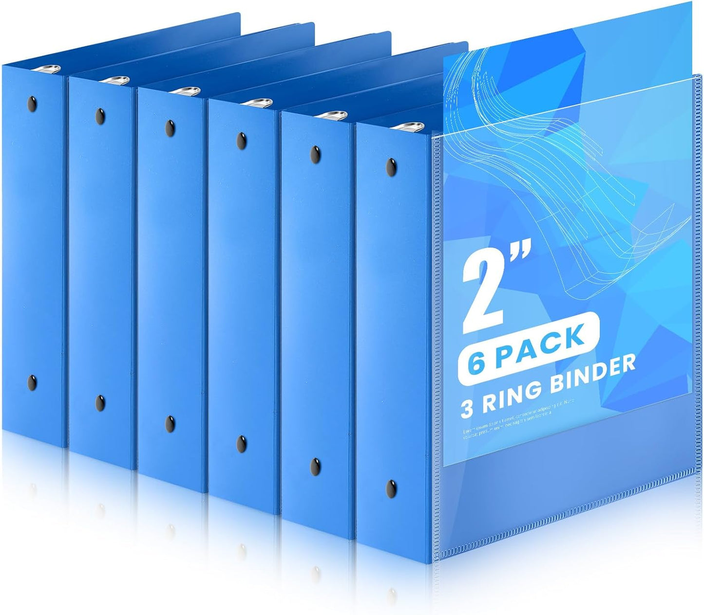 Henoyso 6 Pcs 2 Inch Mini 3 Ring Binders with Clear Front View Cover, Round Ring Blue A5 Binders Bulk Pack for School Office, Holds up to 490 Sheets, 5.5 x 8.5 Paper Half Letter Pages Organizer