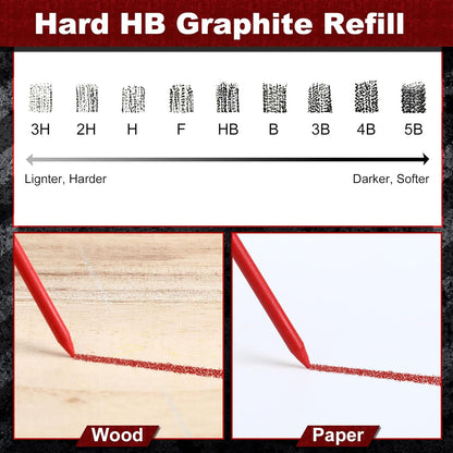 Zhehao 120 Pieces 2.8 mm Carpenter Pencils Lead Refills HB Refill for Construction Pencils Refills Mechanical for Writing Drawing Drafting Woodworking Construction(Black)