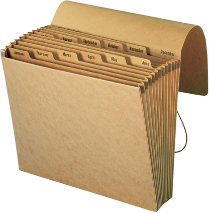 Smead Expanding File with Flap and Cord Closure, 12 Pockets, Monthly (Jan-Dec), Letter Size, Kraft (70186) (Pack of 1)
