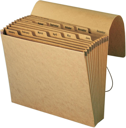 Smead Expanding File with Flap and Cord Closure, 12 Pockets, Monthly (Jan-Dec), Letter Size, Kraft (70186) (Pack of 1)