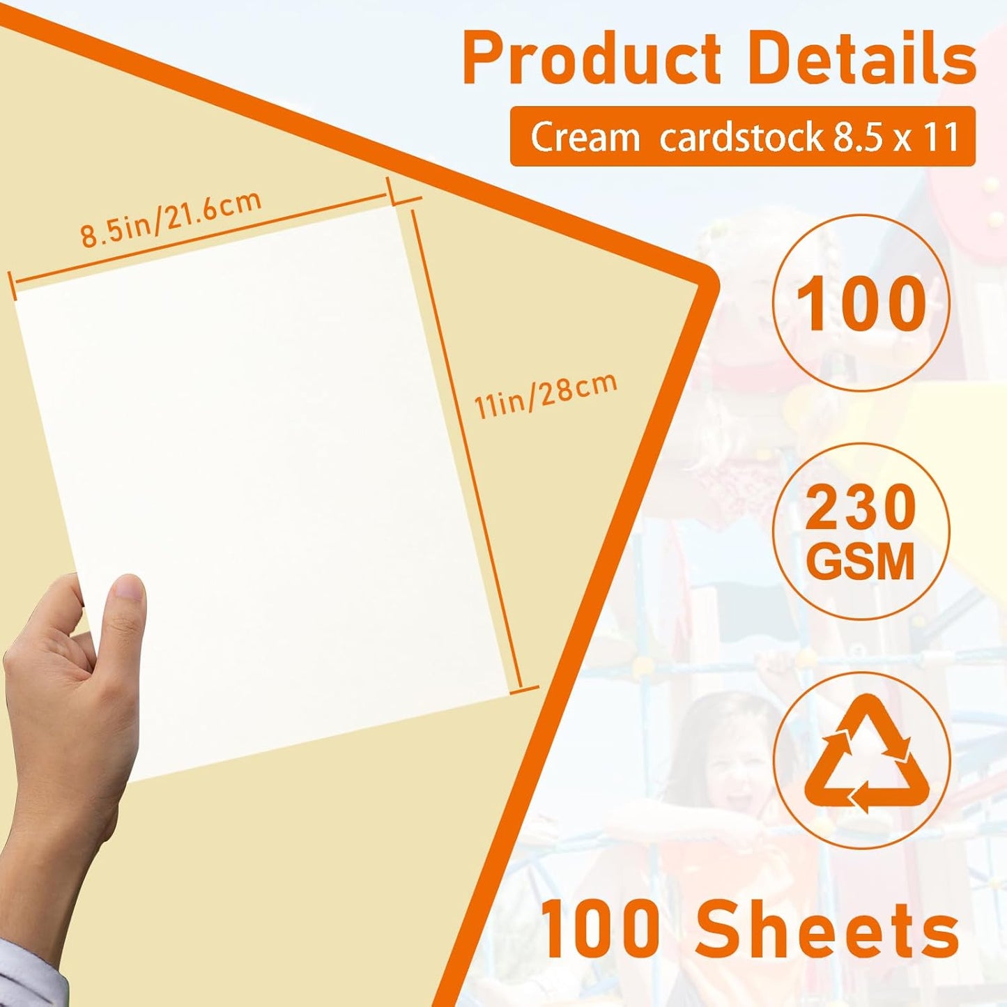 Guakicae 32 Sheets Cream Cardstock 8.5 x 11 Off White Paper, 80lb Thick Ivory Paper Card Stock for DIY Card Making, Wedding Invitations, Thank You Cards, Business Cards, Menus