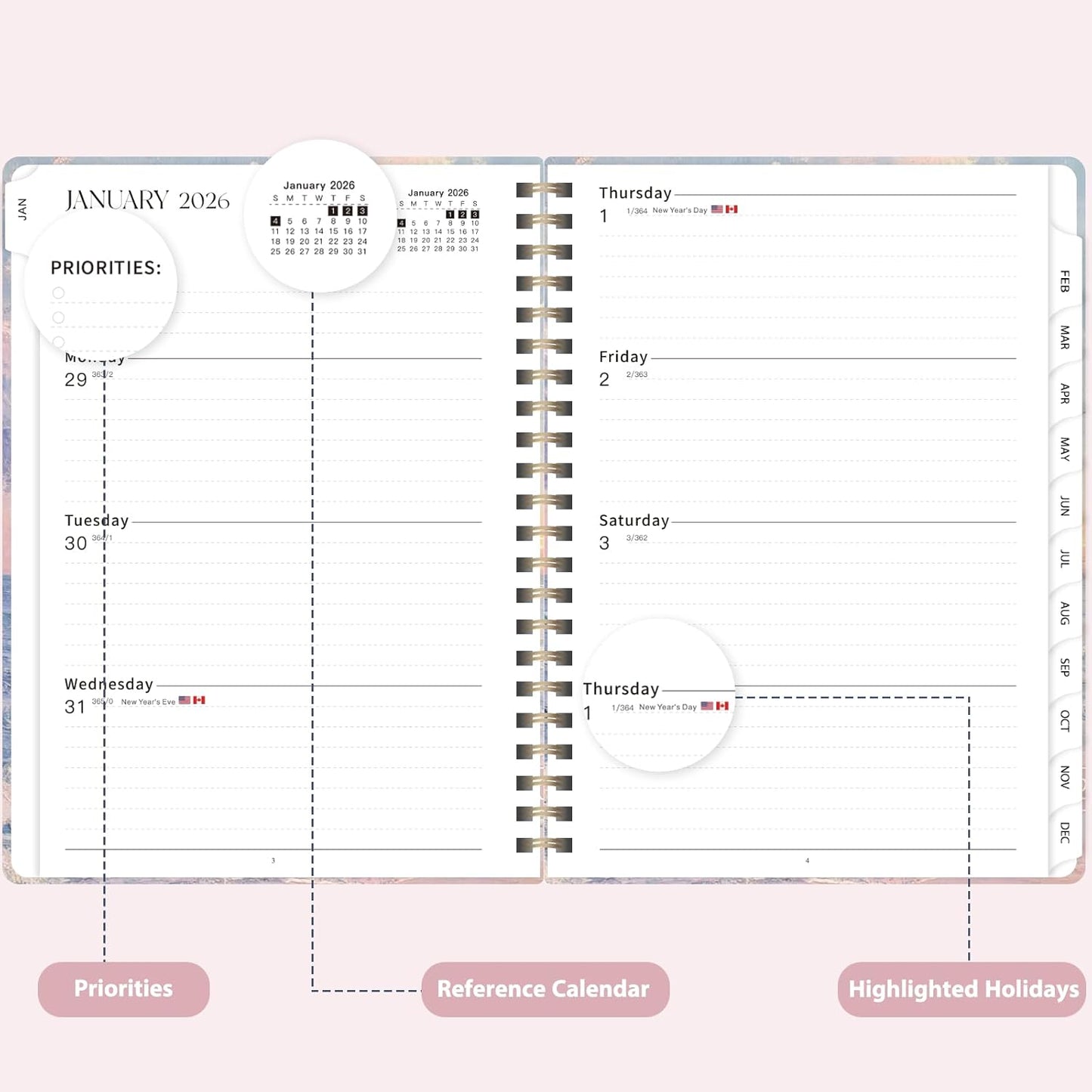 Planner 2026-2027, Weekly and Monthly Academic Year Calendar Planner, July 2026 - June 2027, Daily Agenda Book for Office School Supplies, A5(6.3'' x 8.5'')