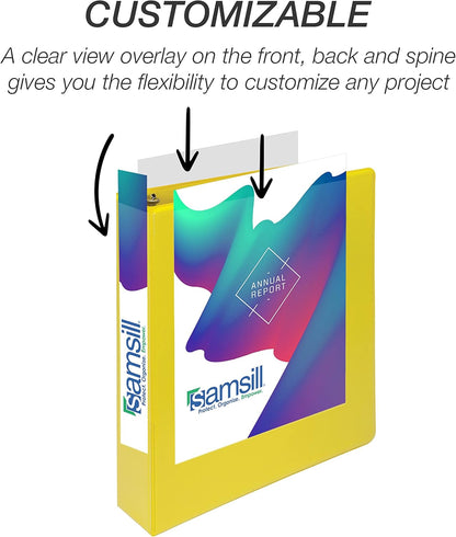 Samsill Durable 4 inch 3 Ring Binder, D Ring Binder, 100% Recycled Chipboard, Black, 2 Pack