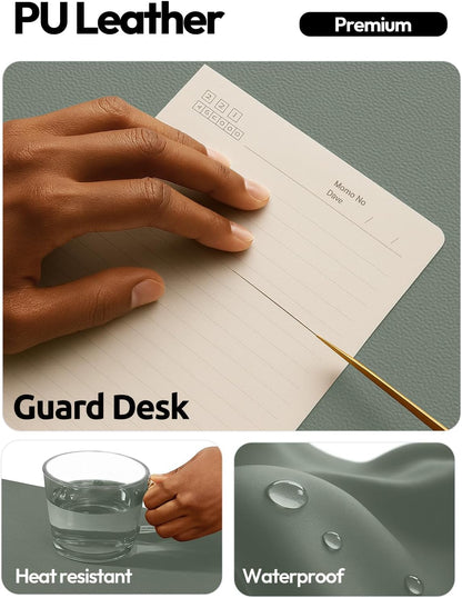 YSAGi Leather Office Desk Pad Protector, Large Mouse Pad, Non-Slip, PU Leather, Laptop Desk Blotter, Waterproof Writing Pad for Office and Home, Black, 23.6" x 13.8" - Colors A