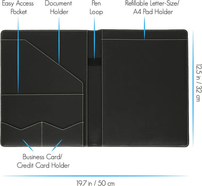 STYLIO Padfolio Folder with Removable Clipboard | Portfolio Organizer | Binder with Storage for Notebook, Notepad | Nursing Clipboard Folio, CNA Accessories for Work | Vegan Leather