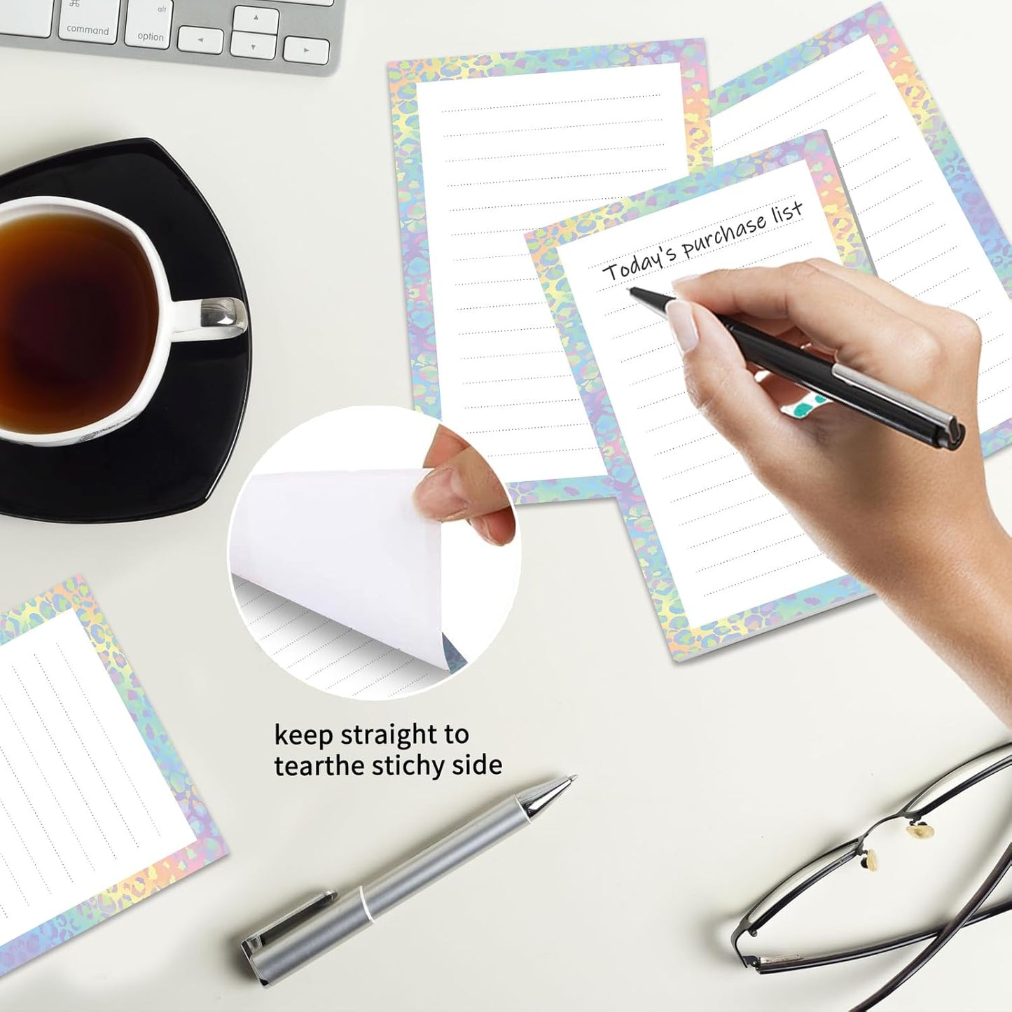 2 Pack Sticky Notes 4x6 in, Funny Large Notepads with Lines, Cute Self-Stick Memo Note Pads for Office, Home, Meeting Luxury Boho Flowers