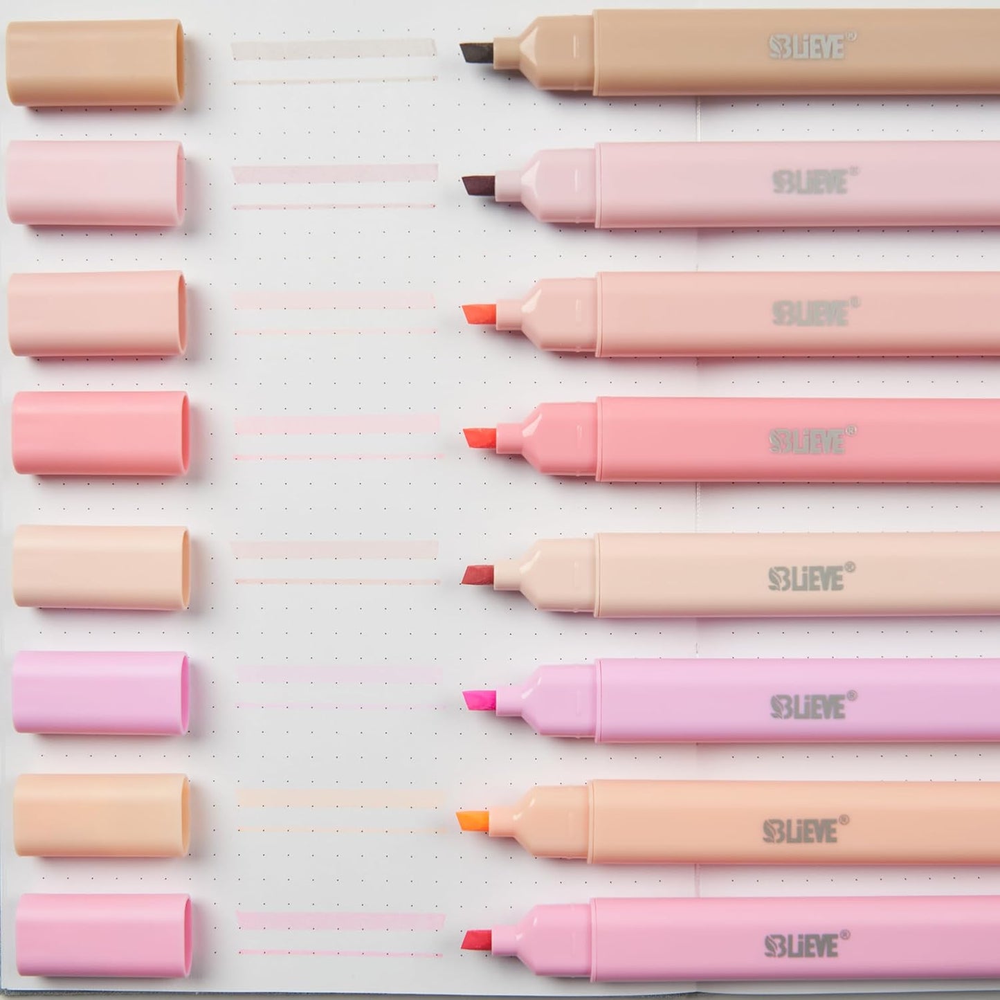 BLIEVE Aesthetic Cute Highlighters No Bleed Through, Dual Tip 8 Pack, Pastel Colors For Bible & Journaling