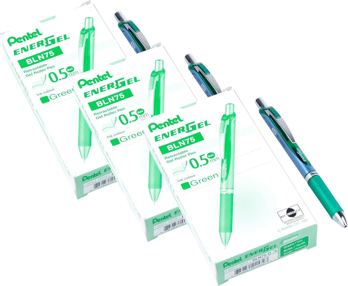 Pentel® EnerGel™ Deluxe RTX Retractable Liquid Gel Pens, Fine Point, 0.5 mm, 54% Recycled, Blue Barrel, Black Ink, Pack Of 12 Pens