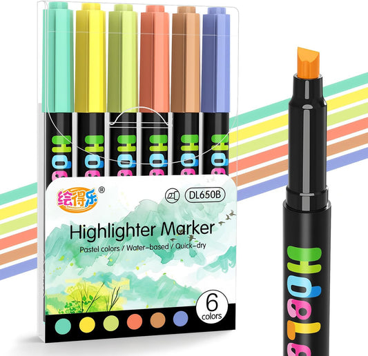 Guangna Bible Highlighters No Bleed, 6pcs, Chisel Tip, Pastel Colors, Aesthetic Quick Dry for Bible Jounaling Planner Books Notes Teacher School Office Supplies (Pastel Colors)