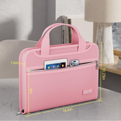 Tamfile Fireproof Accordion File Organizer with Handle, 13 Pocket Transparent Expanding File Folder with Zipper & Labels, File Folder with Multi-Pockets Paper Organizer Folder for Letter A4 Files