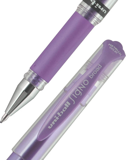 uniball Signo Gel Impact Pens, Bold Point (1.0mm), Metallic Pink Ink, 6 Pens