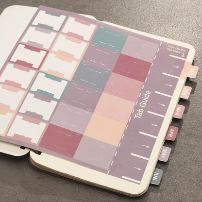 Lumintutu Laminated Planner Monthly Stickers,40 Adhesive Plan Tabs for Notebooks (2 Sets 12 Month Tabs and 16 Blank Tabs), Calendar Monthly Divider Set (Cappuccino)
