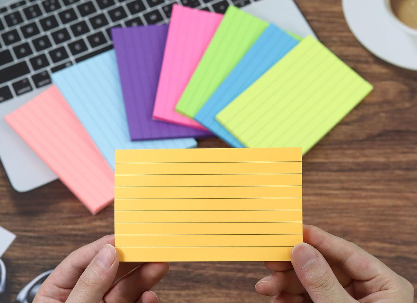 (8 Pads) Lined Sticky Notes 4x6 in Post, 8 Colors Self Sticky Notes Pad Its, Bright Post Stickies Colorful Big Rectangular Sticky Notes for Office, Home, School, Meeting, 40 Sheets/pad