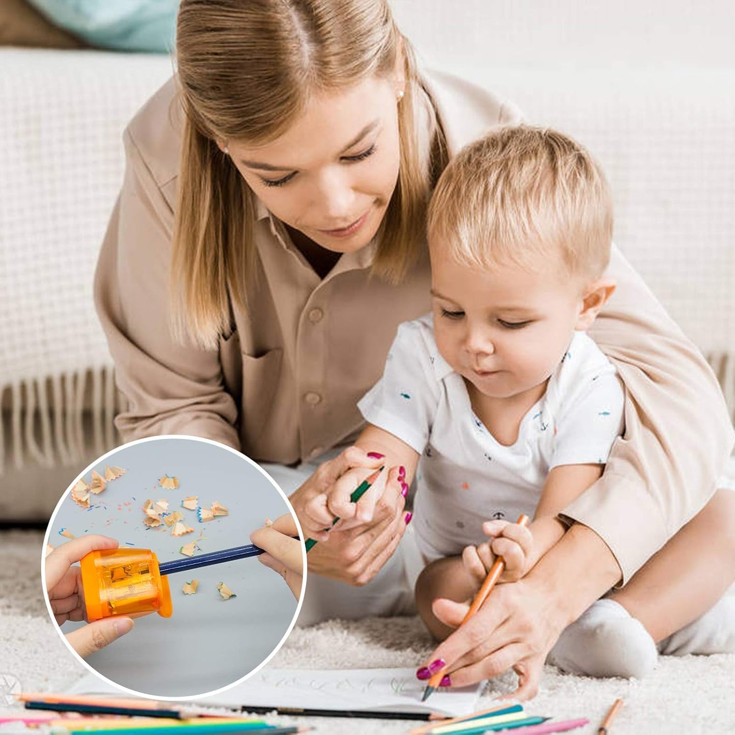 KIDMEN 24 PCS 2 Holes Small Manual Pencil Sharpener with Lid,for Kids,School