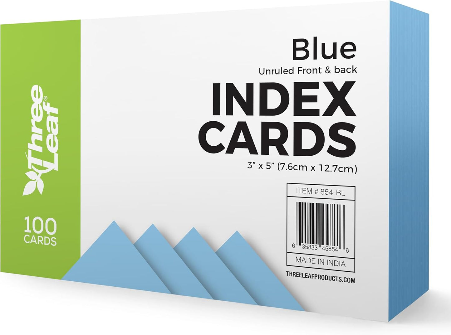 THREE LEAF 3 X 5, INDEX CARDS RULED, 100 CT. WHITE, Ruled Flash Cards, Study Card, Memo Pad, For To-Do List, Art And Craft Projects
