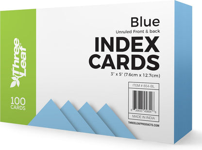 THREE LEAF 3 X 5, INDEX CARDS RULED, 100 CT. WHITE, Ruled Flash Cards, Study Card, Memo Pad, For To-Do List, Art And Craft Projects