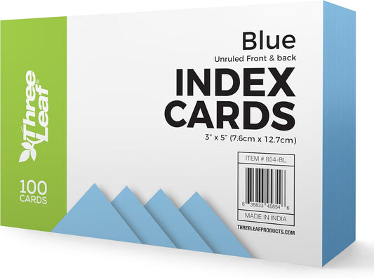 THREE LEAF 3 X 5, INDEX CARDS RULED, 100 CT. WHITE, Ruled Flash Cards, Study Card, Memo Pad, For To-Do List, Art And Craft Projects
