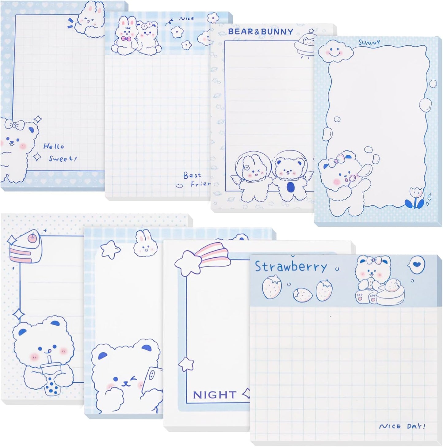 640 Pcs Cute Sticky Notes, Self-Stick Note Pads, Kawaii Memo Pads Lined, Funny Sticky Notes, List Notepads Set Bulk for School Office Home Supplies Teacher Students Planner Gifts