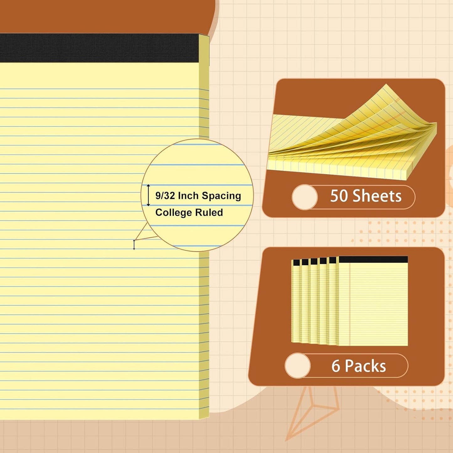 Legal Pads 8.5 X11, Narrow Ruled Notepads, 2 Pack, 50 Sheet/Pad, White Legal Pads, Tear Off Notepad, Perforated Writing Pad, Notebook Paper College Ruled, Notepads for Office Home School, Notepad