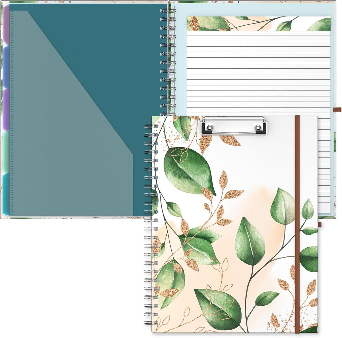 Hongri Clipboard Folio with Refillable Lined Notepad, 8.5 x 11 Folders with Storage 10 Pockets, Spiral Portfolio, Size 12.8X 9.7 in, Office & School Supplies, Skeleton