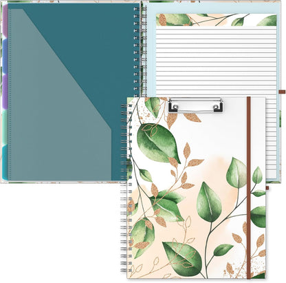Hongri Clipboard Folio with Refillable Lined Notepad, 8.5 x 11 Folders with Storage 10 Pockets, Spiral Portfolio, Size 12.8X 9.7 in, Office & School Supplies, Skeleton
