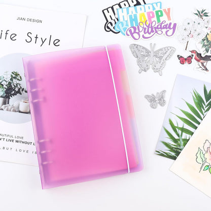 A4 4-Holes Round Ring View Binders Plastic Cover, Refillable Notebook Journal Binder File Folder, Loose Leaf Sheet Protector/DIY Scrapbooking/Binder Cover Protector (Purple)