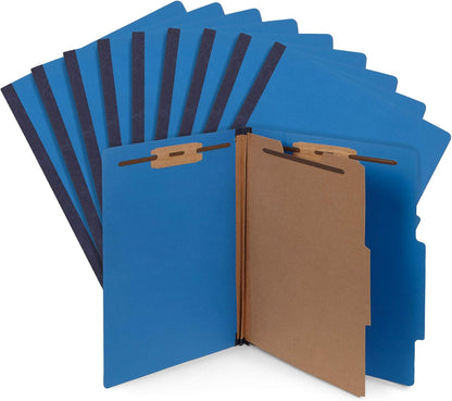 Blue Summit Supplies 30 Dark Blue Classification Folders - 1 Divider - 2 Inch Tyvek Expansions - Durable 2 Prongs for Standard Medical Files, Office Reports - Letter Size, Dark Blue, 30 Pack