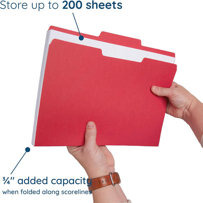File Folder, 1/3 Cut Tab, Letter Size, Yellow, Great for Organizing and Easy File Storage, 100 Per Box