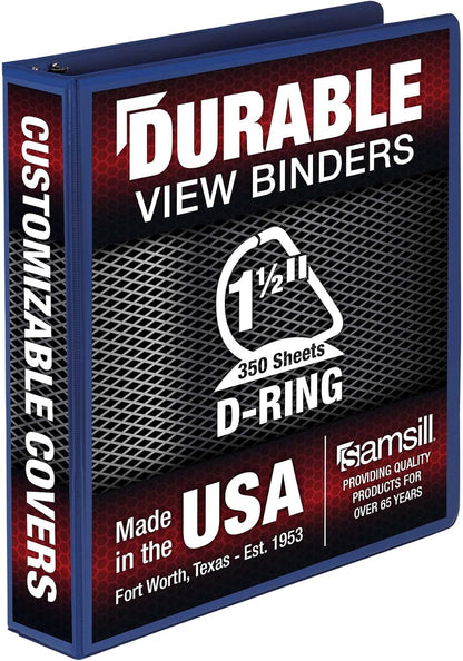 Samsill Durable 4 inch 3 Ring Binder, D Ring Binder, 100% Recycled Chipboard, Black, 2 Pack