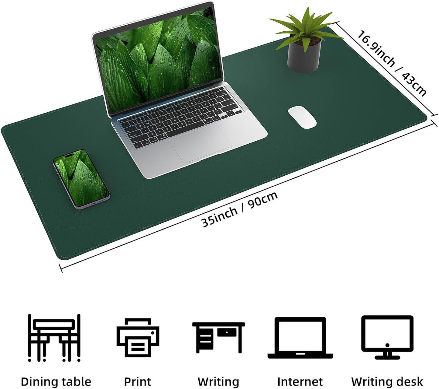 Large Desk Mat 47.2" x 17" Leather Desk Pad Protector with Natural Cork & PU Leather, Non-Slip Office Desk Mat, Large Mouse Pad, Waterproof Desk Blotter pad for Office&Home(Black)